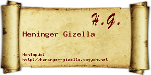Heninger Gizella névjegykártya